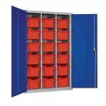 18 Tray High-Capacity Storage Cupboard - Blue with Transparent Trays