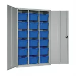 18 Tray High-Capacity Storage Cupboard - Grey with Transparent Trays