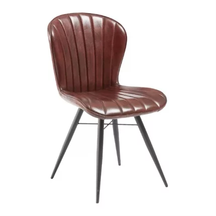 Lena Side Chair Claret Red leather (Pack of 2)