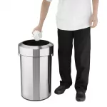 Bolero Brushed Steel Bin with Open Top Lid 70Ltr - Image 5
