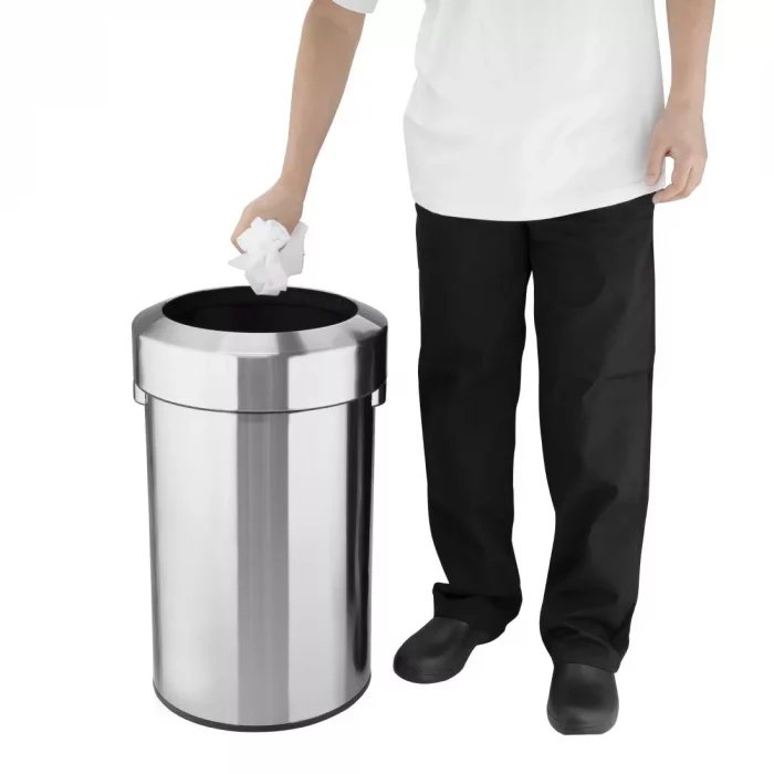 Bolero Brushed Steel Bin with Open Top Lid 70Ltr - Image 5