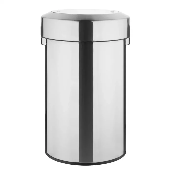 Bolero Brushed Steel Bin with Swing Lid 70Ltr - Image 1