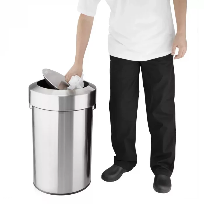 Bolero Brushed Steel Bin with Swing Lid 70Ltr - Image 5