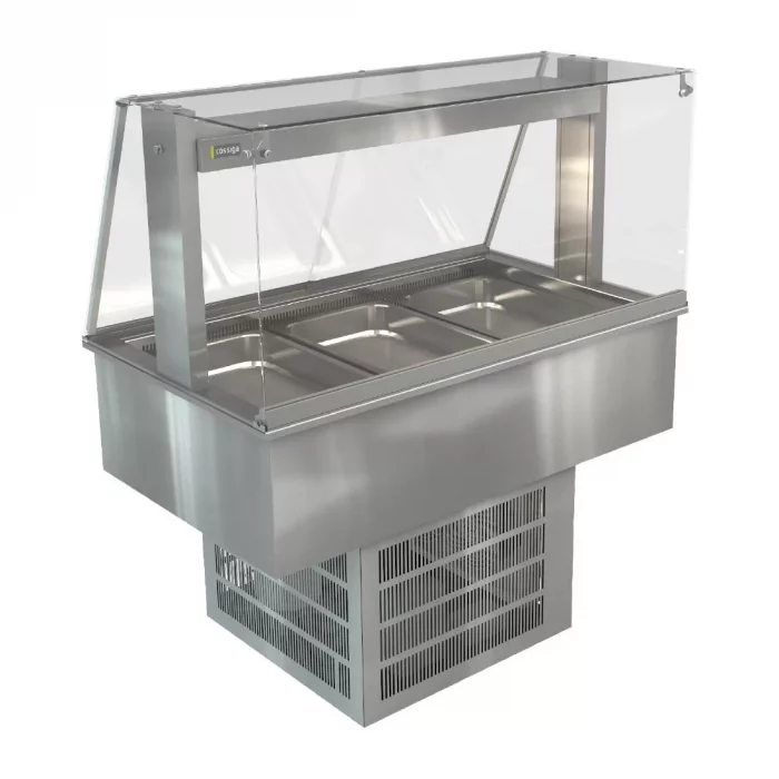 Cossiga Linear Series Drop-in Refrigerated Well w/Full Square Glass Gantry 1145mm - Image 1