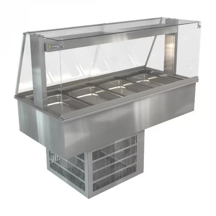 Cossiga Linear Series Drop-in Refrigerated Well w/Full Square Glass Gantry 1485mm - Image 1