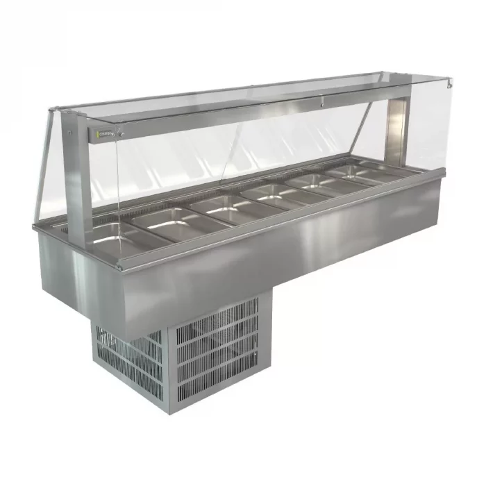 Cossiga Linear Series Drop-in Refrigerated Well w/Full Square Glass Gantry 2165mm - Image 1