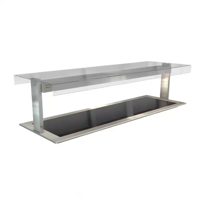 Cossiga Linear Series Drop-in Ceramic Glass Hotplate w/Flat Top Sneeze Guard 2165mm - Image 1