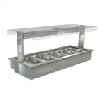 Cossiga Linear Series Drop-in Bain Marie 5x1/1GN w/Flat Top Sneeze Guard 1825mm