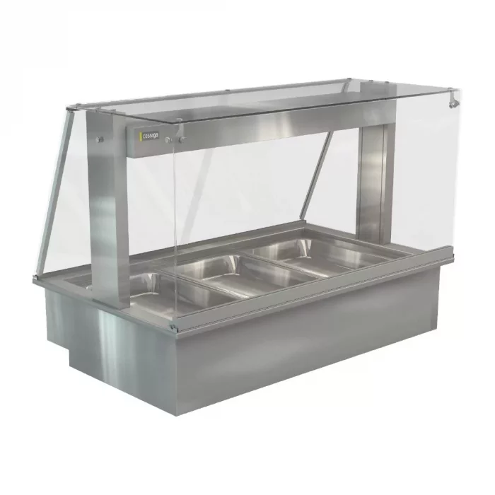 Cossiga Linear Series Drop-in Bain Marie 3x1/1GN w/Square Glass Assisted Service 1145mm - Image 1