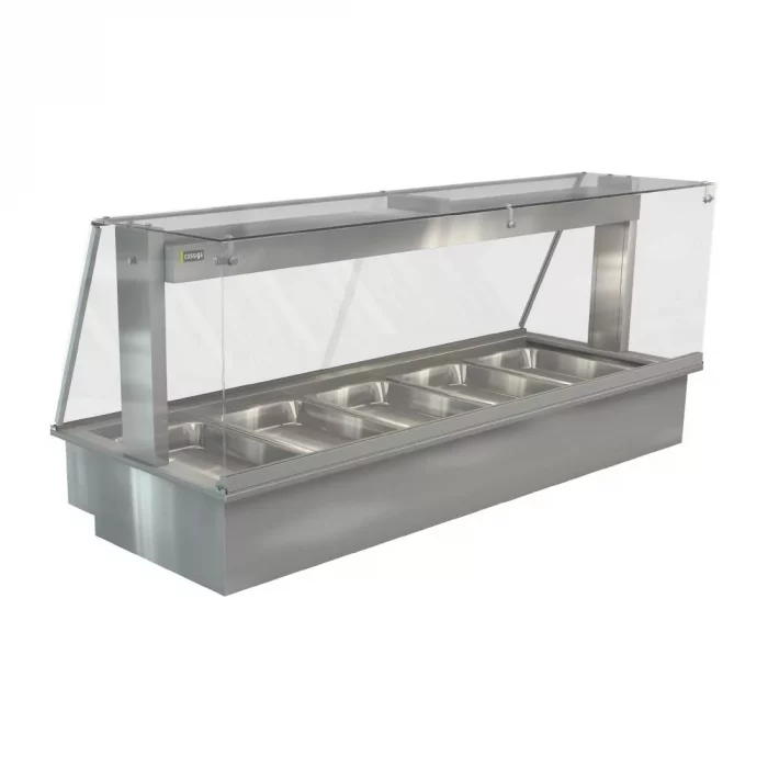 Cossiga Linear Series Drop-in Bain Marie 5x1/1GN w/Square Glass Assisted Service 1825mm - Image 1