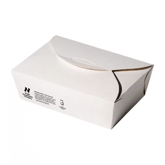 Notpla Large Takeaway Boxes 1750ml - White (Pack of 220) - Image 1