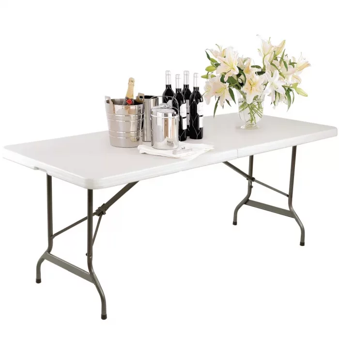 Bolero Rectangular Centre Folding Table 6ft White - Image 5