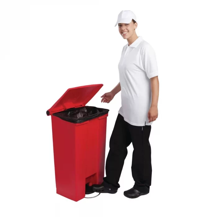Rubbermaid Step-On Pedal Bin Red 87Ltr - Image 5