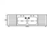 KWC DVS Stainless Steel Double Sink Double Drainer 2400x650mm - Image 2