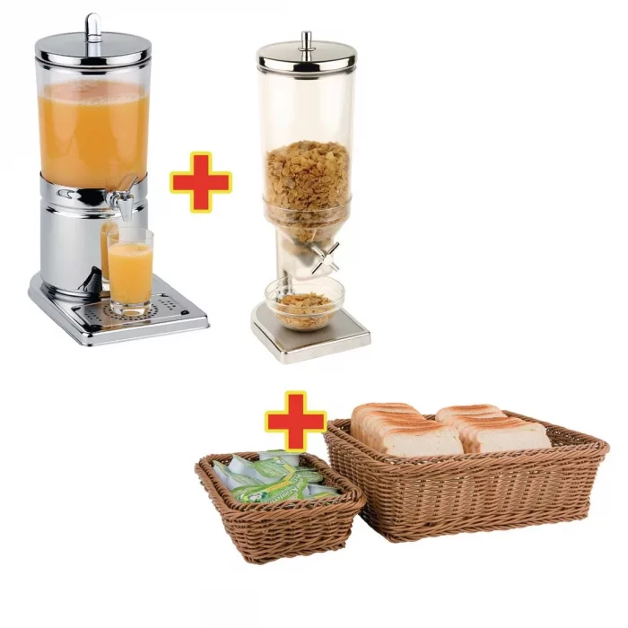 APS Breakfast Service Set with Cereal Dispenser, Juice Dispenser and Baskets - Image 1
