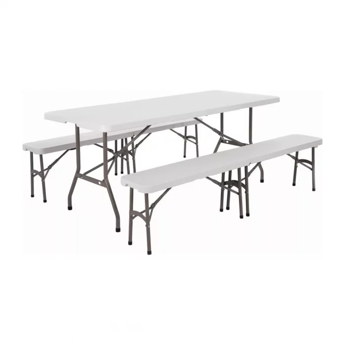 Special Offer Bolero PE Centre Folding Table 6ft with Two Folding Benches - Image 1