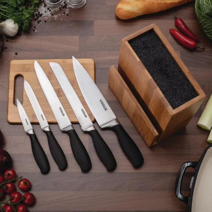 Vogue Prep Like A Pro 5-Piece Soft-Grip Knife Set With Knife Block and Chopping Board - Image 8