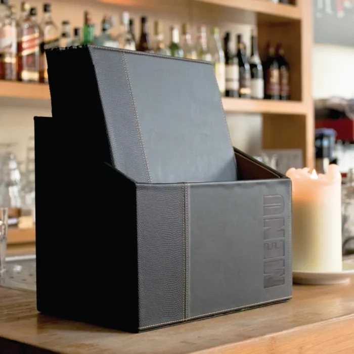 Securit Contemporary Menu Covers and Storage Box A4 Black (Pack of 20) - Image 3