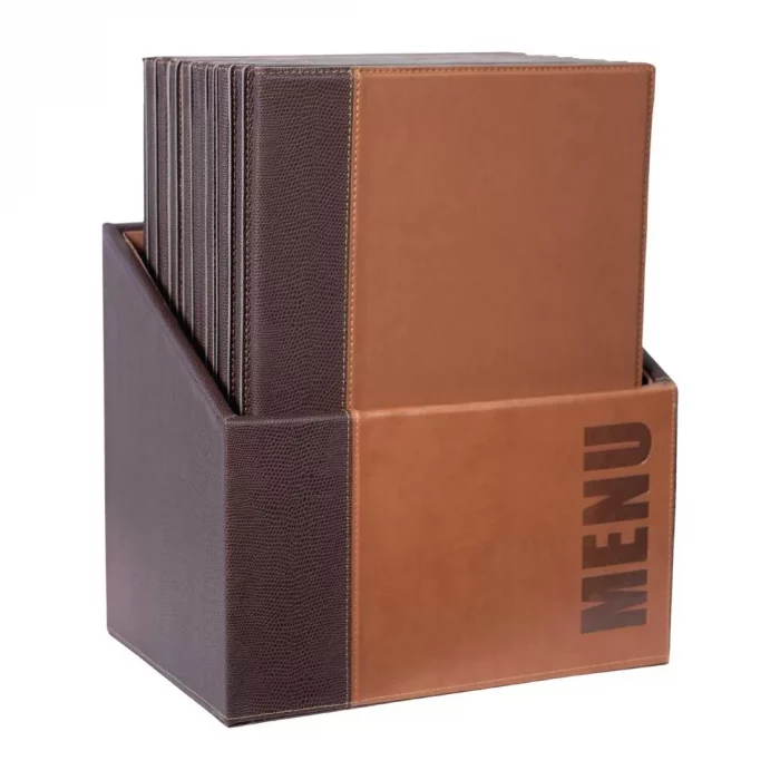 Securit Contemporary Menu Covers and Storage Box A4 Tan (Pack of 20) - Image 2