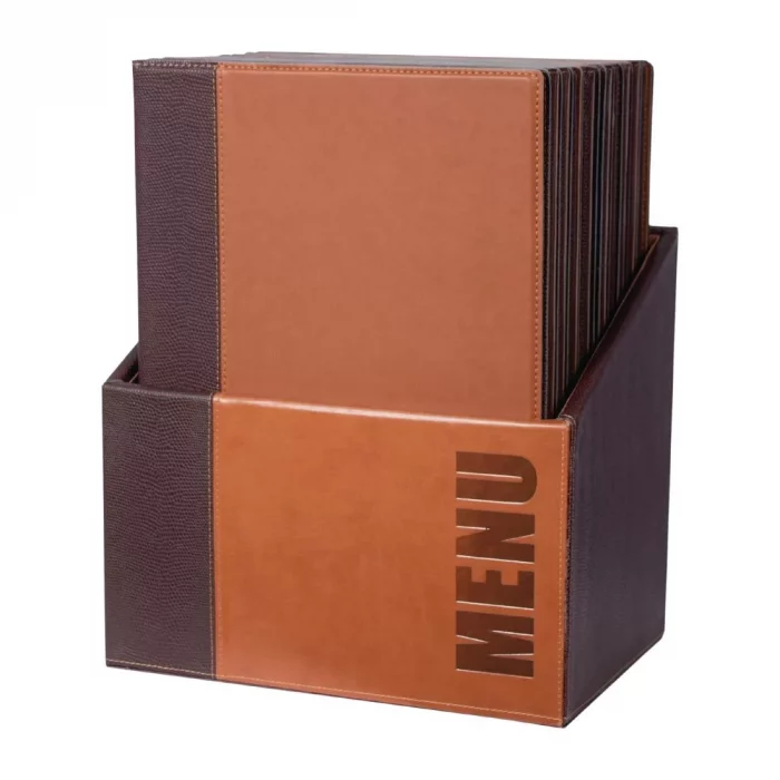 Securit Contemporary Menu Covers and Storage Box A4 Tan (Pack of 20) - Image 3