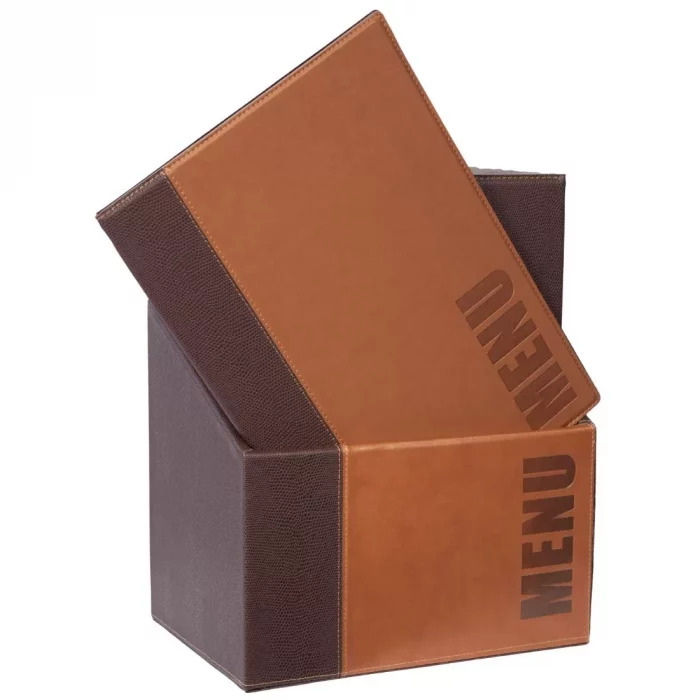 Securit Contemporary Menu Covers and Storage Box A4 Tan (Pack of 20) - Image 1