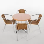 Bolero Aluminium and Natural Wicker Chair (Pack of 4) - Image 2