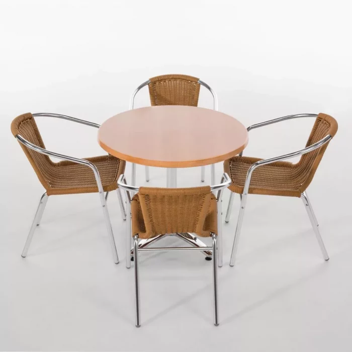 Bolero Aluminium and Natural Wicker Chair (Pack of 4) - Image 2