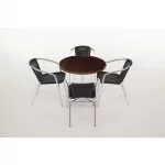 Bolero Aluminium and Black Wicker Chairs Black (Pack of 4) - Image 9