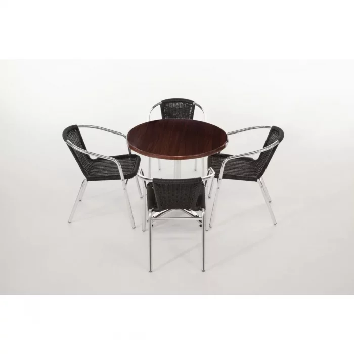 Bolero Aluminium and Black Wicker Chairs Black (Pack of 4) - Image 9