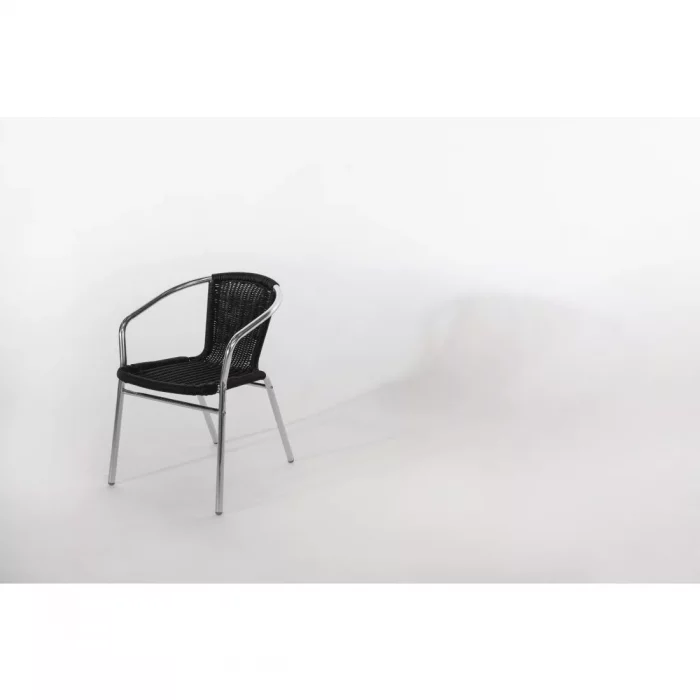 Bolero Aluminium and Black Wicker Chairs Black (Pack of 4) - Image 13