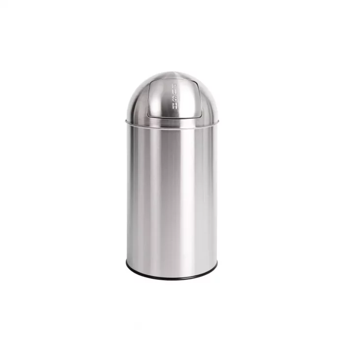 Bolero Stainless Steel Push Top Bullet Bin Silver 40Ltr - Image 1