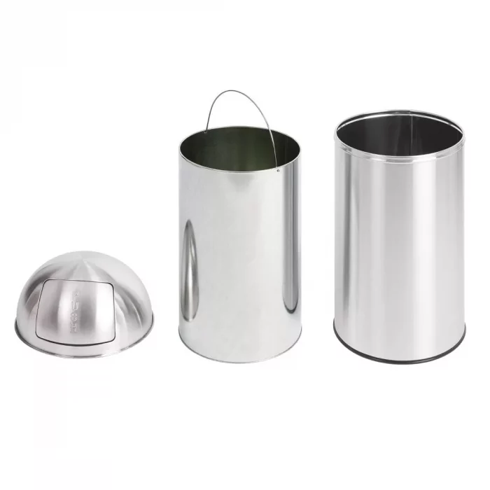 Bolero Stainless Steel Push Top Bullet Bin Silver 40Ltr - Image 3