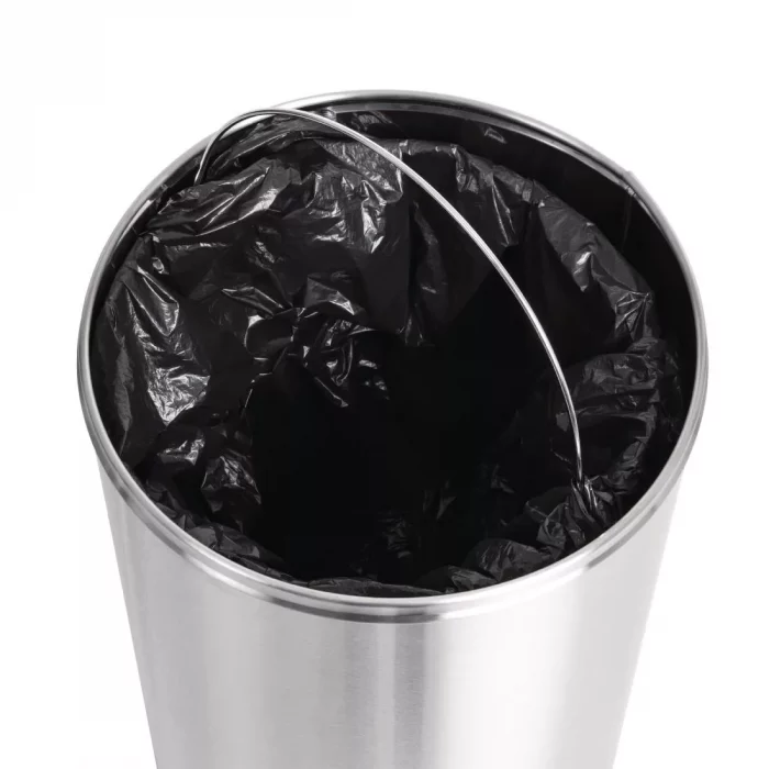 Bolero Stainless Steel Push Top Bullet Bin Silver 40Ltr - Image 4