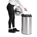 Bolero Stainless Steel Push Top Bullet Bin Silver 40Ltr - Image 5
