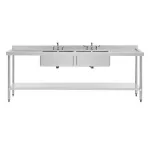 Vogue Stainless Steel Double Sink with Double Drainer 2400mm - Image 2