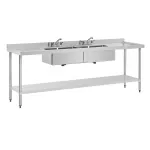 Vogue Stainless Steel Double Sink with Double Drainer 2400mm - Image 3