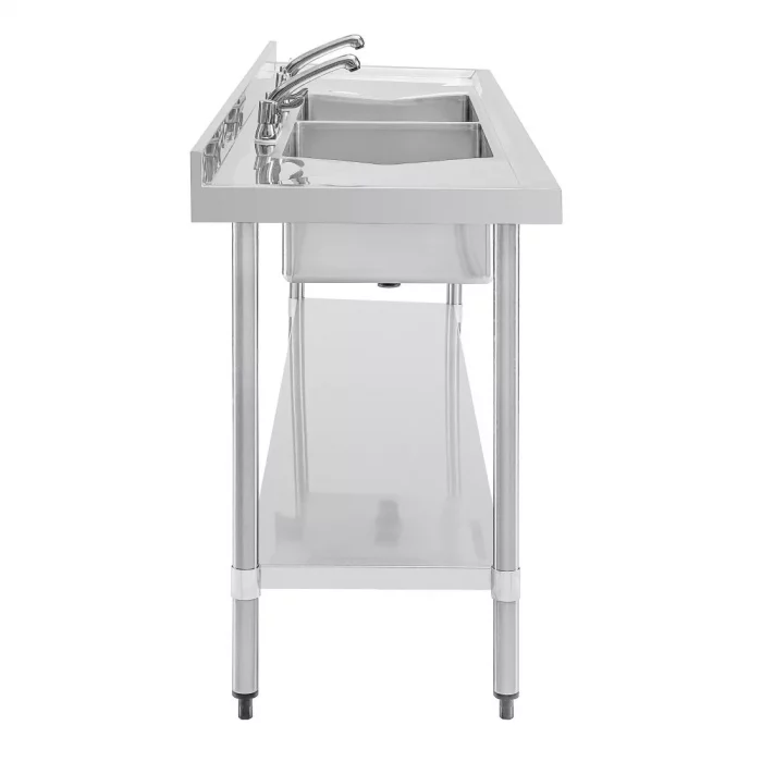 Vogue Stainless Steel Double Sink with Double Drainer 2400mm - Image 5