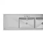 Vogue Stainless Steel Double Sink with Double Drainer 2400mm - Image 6