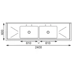 Vogue Stainless Steel Double Sink with Double Drainer 2400mm - Image 8