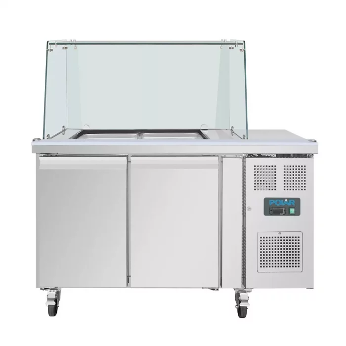 Polar U-Series GN Saladette Counter with Square Sneeze Guard 2 Door - Image 2