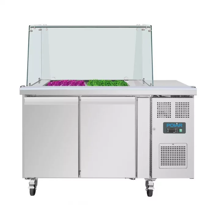 Polar U-Series GN Saladette Counter with Square Sneeze Guard 2 Door - Image 3