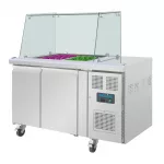 Polar U-Series GN Saladette Counter with Square Sneeze Guard 2 Door - Image 5