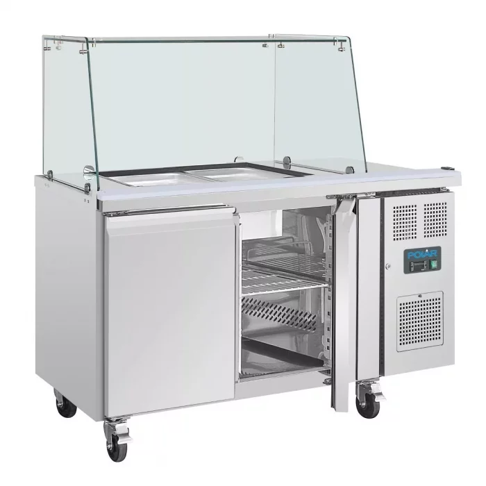 Polar U-Series GN Saladette Counter with Square Sneeze Guard 2 Door - Image 6