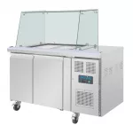 Polar U-Series GN Saladette Counter with Square Sneeze Guard 2 Door - Image 8