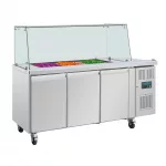 Polar U-Series GN Saladette Counter with Square Sneeze Guard 3 Door - Image 8