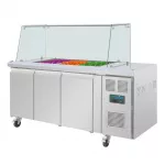 Polar U-Series GN Saladette Counter with Square Sneeze Guard 3 Door - Image 9