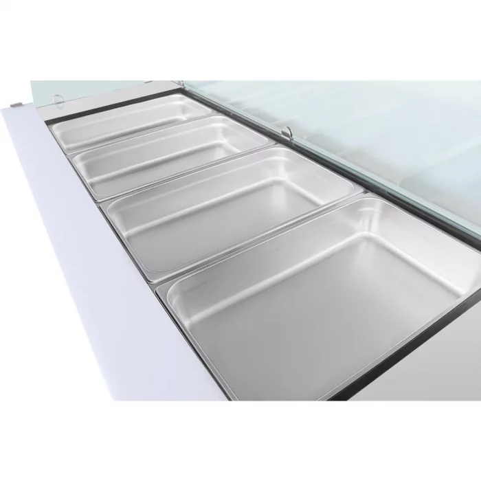 Polar U-Series GN Saladette Counter with Square Sneeze Guard 4 Door - Image 8