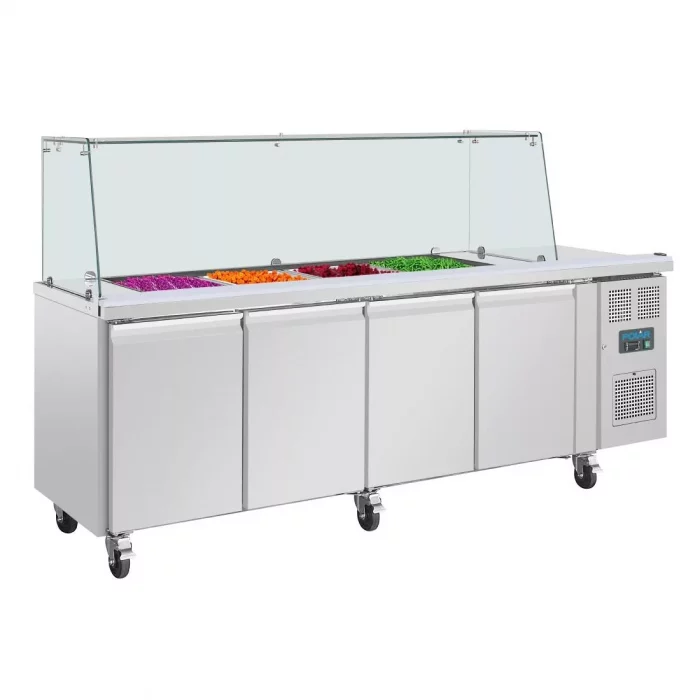 Polar U-Series GN Saladette Counter with Square Sneeze Guard 4 Door - Image 10