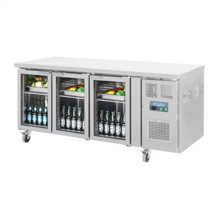 Polar U-Series 3 Door Counter Fridge with Glass Doors - Image 3