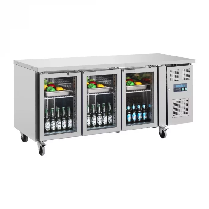 Polar U-Series 3 Door Counter Fridge with Glass Doors - Image 5